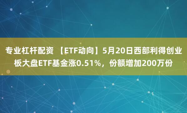 专业杠杆配资 【ETF动向】5月20日西部利得创业板大盘ETF基金涨0.51%，份额增加200万份
