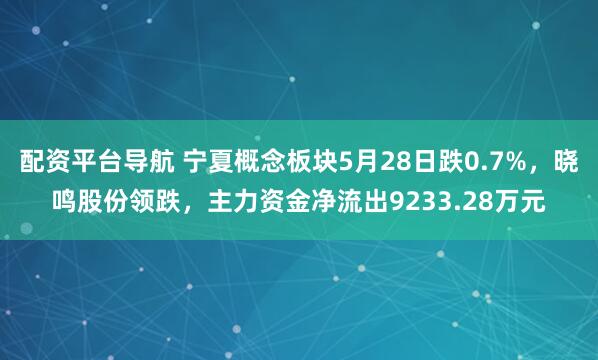 配资平台导航 宁夏概念板块5月28日跌0.7%，晓鸣股份领跌，主力资金净流出9233.28万元