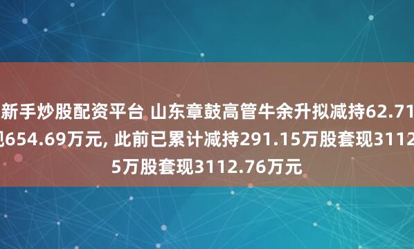 新手炒股配资平台 山东章鼓高管牛余升拟减持62.71万股套现654.69万元, 此前已累计减持291.15万股套现3112.76万元